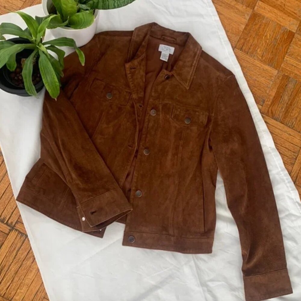 Ann Taylor Loft brown suede leather jacket